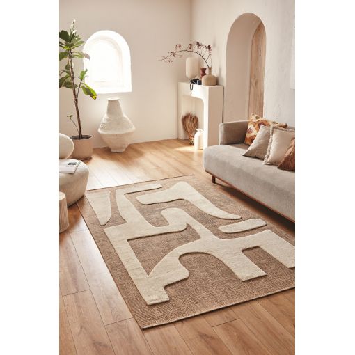 Tapis PIA blanc motif contemporain 200x290 cm