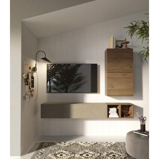 Rangement mural MARINA effet bois foncé L55 x P30 x H50