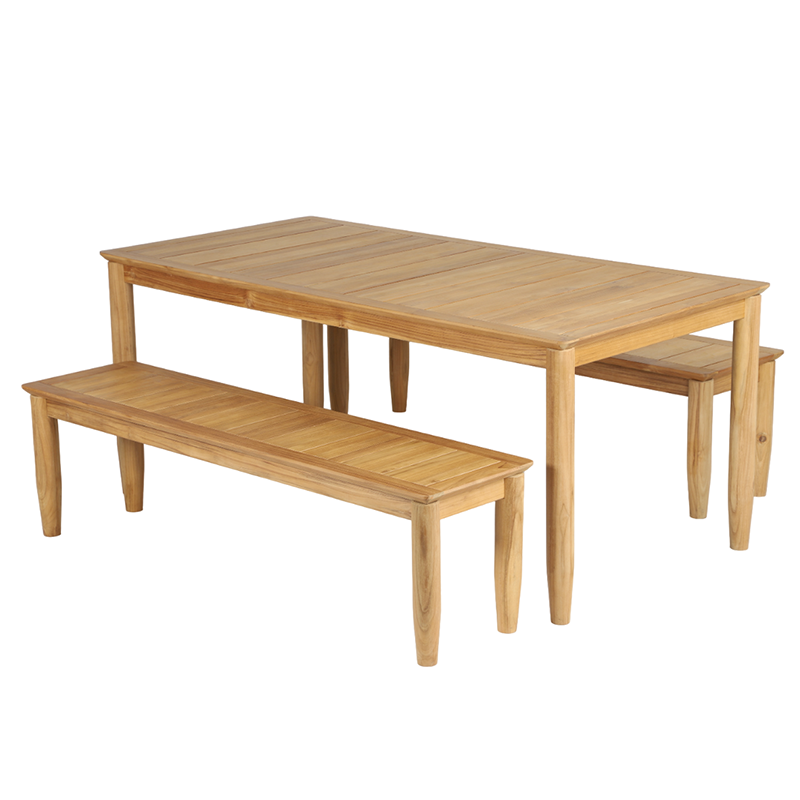 Ensemble table et bancs SAFARI 6 places 180 cm en bois teck 100% FSC