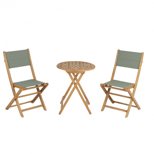 Ensemble table et chaises SAFARI 2 places en bois teck 100%FSC