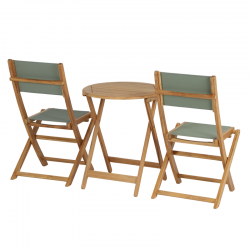 Ensemble table et chaises SAFARI 2 places en bois teck 100%FSC