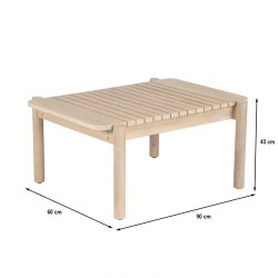 Table basse SAMOA 90 cm en bois d'acacia blanchi 100% FSC