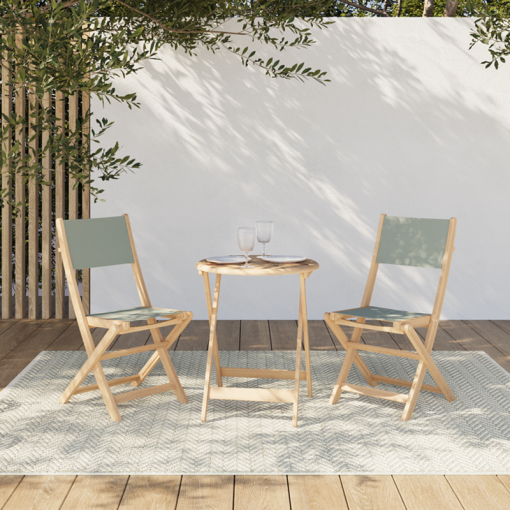Lot de 2 chaises de jardin RIMINI en bois d'acia et textilène vert kaki