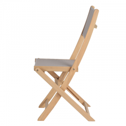 Lot de 2 chaises de jardin RIMINI en bois d'acacia 100% FSC et textilène taupe