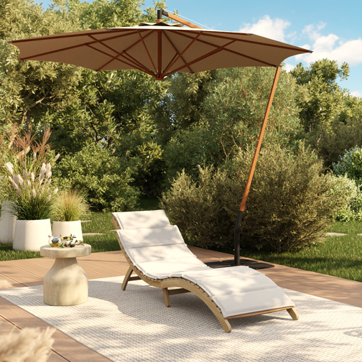 Chaise longue de jardin KOS en bois d'acacia blanchi 100% FSC matelas gris clair