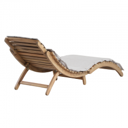 Chaise longue de jardin KOS en bois d'acacia blanchi 100% FSC matelas gris clair