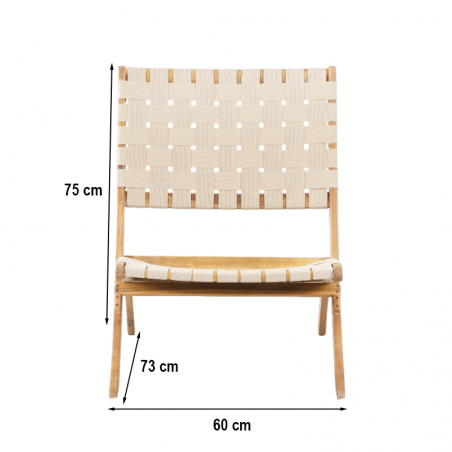 Lot de 2 fauteuils de jardin MATERA en bois d’acacia FSC blanchi corde naturelle