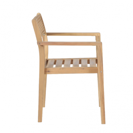 Lot de 2 fauteuils de jardin NORA en bois d'acacia FSC blanchi et résine tressée