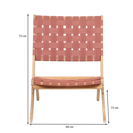 Lot de 2 fauteuils de jardin MATERA en bois d’acacia blanchi 100% FSC corde terracotta