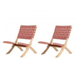 Lot de 2 fauteuils de jardin MATERA en bois d’acacia blanchi 100% FSC corde terracotta