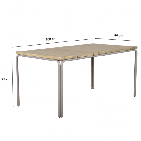 Ensemble table ASTI en bois d'acacia FSC 160 cm et 4 chaises