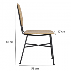 Ensemble table ASTI en bois d'acacia FSC 160 cm et 6 chaises naturelles
