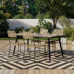 Ensemble table ALBA en bois d'acacia FSC et 4 chaises de jardin