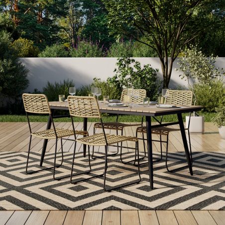 Ensemble table ALBA en bois d'acacia FSC et 4 chaises de jardin