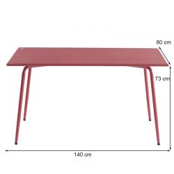 Table de jardin PANTONE en acier rouge indien 140x80 cm