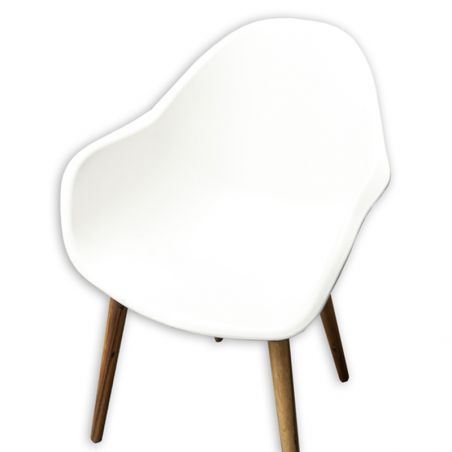 Lot 4 chaises de jardin KIRA en plastique et pieds bois coloris blanc