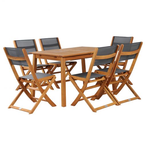 Ensemble table et chaises de jardin SORA 6 places en bois d'eucalyptus FSC avec housse de protection