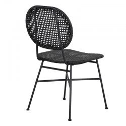 Ensemble table ASTI en bois d'acacia FSC 200 cm et 8 chaises de jardin coloris noir