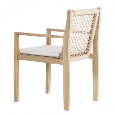 Lot de 2 fauteuils SAMOA en bois d'acacia et corde avec coussins