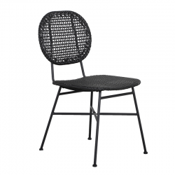Ensemble table ASTI en bois d'acacia FSC 200 cm et 6 chaises de jardin coloris noir