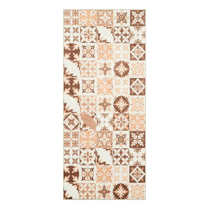 Tapis de cuisine YARA orange motif carreaux de ciment 50x100 cm