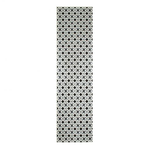 Tapis de cuisine YARA noir motif carreaux de ciment 80x300cm