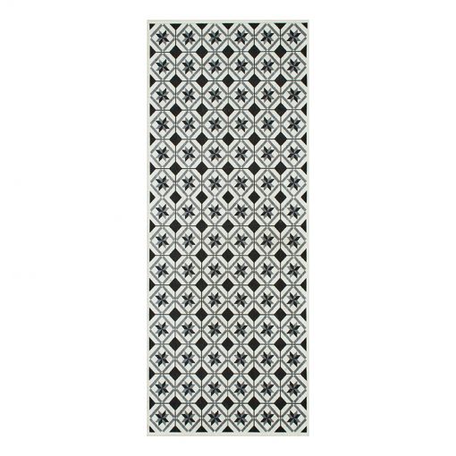 Tapis de cuisine YARA noir motif carreaux de ciment 70x180cm