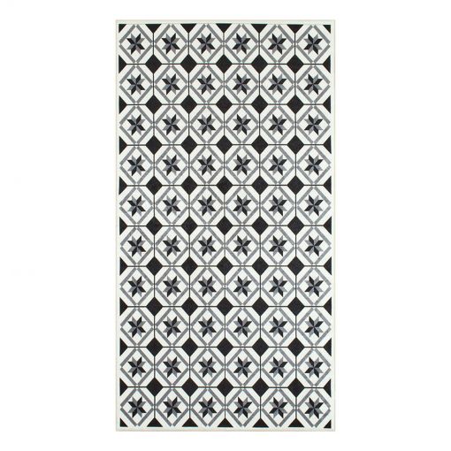 Tapis de cuisine YARA noir motif carreaux de ciment 80x150cm