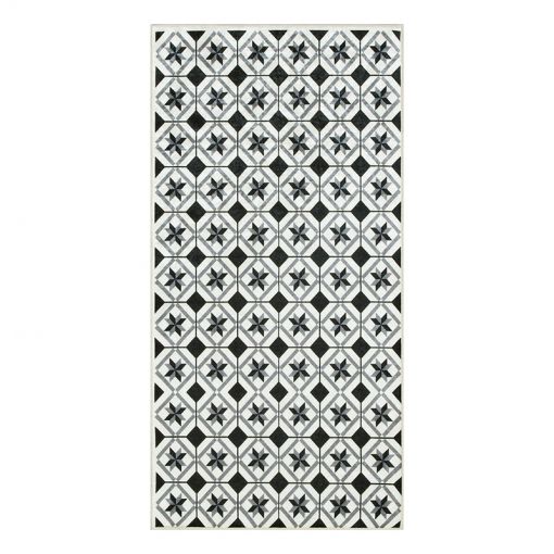 Tapis de cuisine YARA noir motif carreaux de ciment 50x100 cm