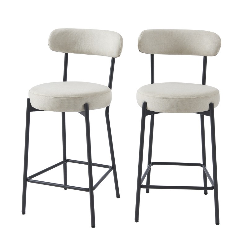 Lot de 2 tabourets de bar NOA tissu beige