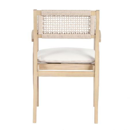 Ensemble table 210cm et 6 fauteuils SAMOA en bois d'acacia FSC blanchi