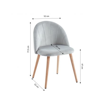 Lot de 2 chaises KOKI velours gris clair design coquillage