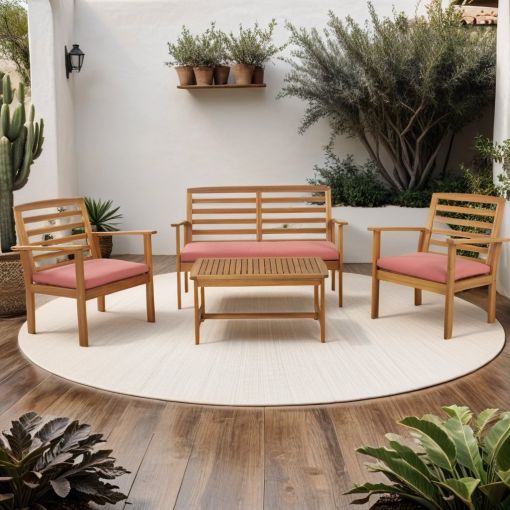 Salon de jardin LOMA en bois d'acacia 4 places coloris terracotta