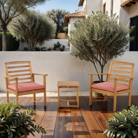 Salon de jardin LOMA en bois d'acacia2 places coloris terracotta