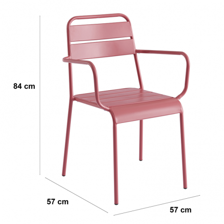 Ensemble PANTONE table 140 cm et 4 chaises de jardin rouge indien