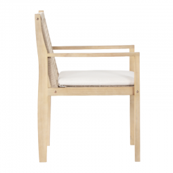 Ensemble table 180cm et 4 fauteuils SAMOA en bois d'acacia FSC blanchi