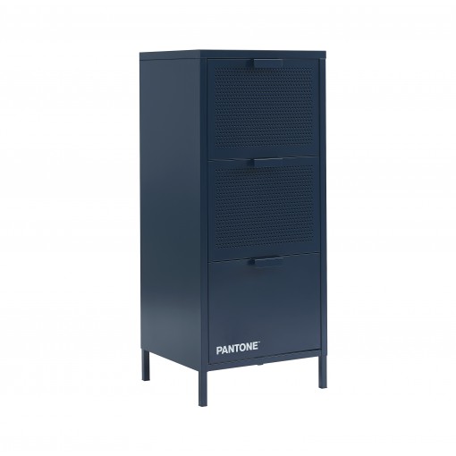 Meuble de rangement PANTONE métal bleu nuit 3 tiroirs h105cm