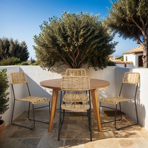 Lot de 2 chaises MASSA en résine tressée coloris naturel