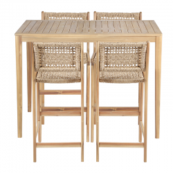 Table haute KUTA 140x90x105 cm en bois d'acacia FSC blanchi