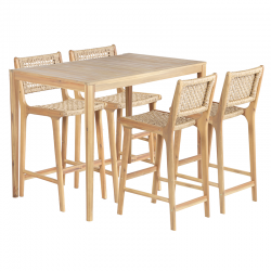 Table haute KUTA 140x90x105 cm en bois d'acacia FSC blanchi