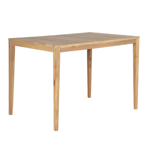 Table semi-haute KUTA 140x90x95 cm en bois d'acacia FSC blanchi