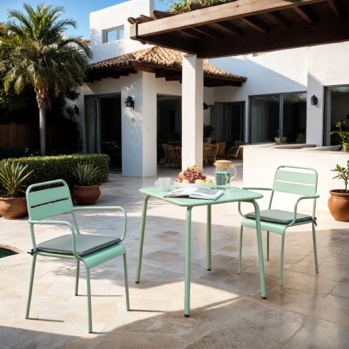 Table de jardin PANTONE en acier vert menthe 70x70 cm