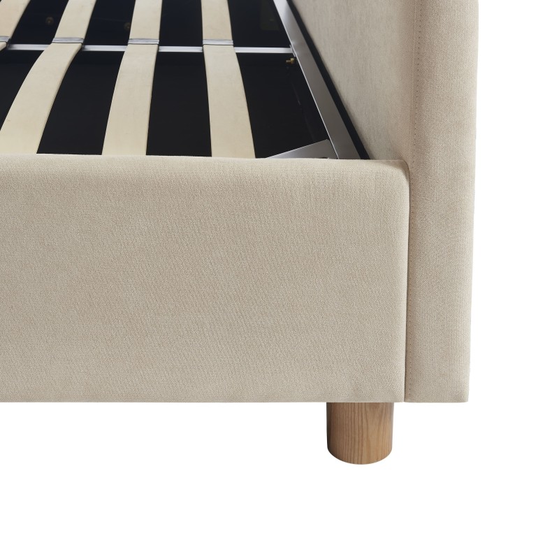 LIT COFFRE CLOUTÉ 1 PLACE BEIGE – SOFA & LITERIE