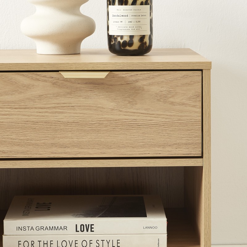 Lot de 2 tables de chevet JEANNE effet chêne 40cm