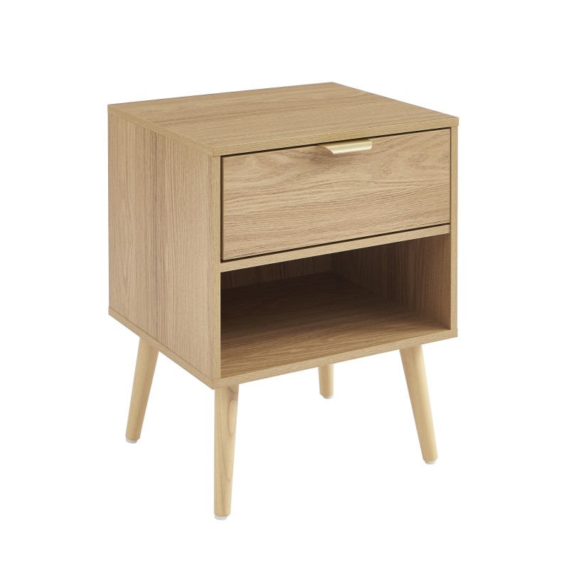 Lot de 2 tables de chevet JEANNE effet chêne 40cm