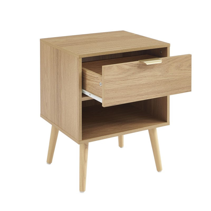 Lot de 2 tables de chevet JEANNE effet chêne 40cm