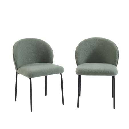 Lot de 2 chaises ZANA tissu bouclette vert
