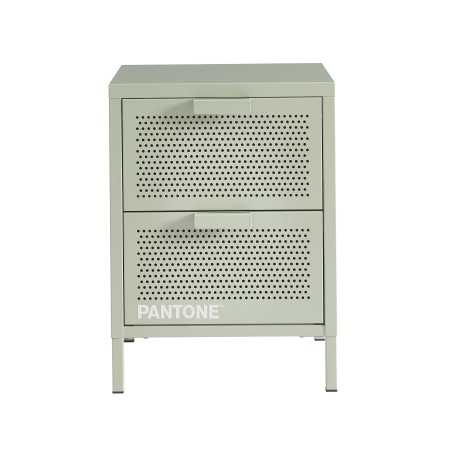Table de chevet PANTONE métal vert amande double tiroirs 40cm