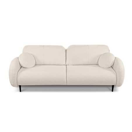 Canapé droit convertible CARINO 3 places tissu bouclette grège