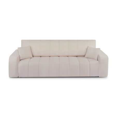 Canapé droit convertible BELEM 3 places tissu chenille grège